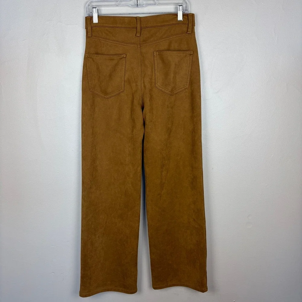 Banana Republic Ultra High-Rise Wide-Leg Vegan Suede Pant Tan Clean Girl Size 28